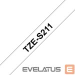 Aksesuāri un izejmateriāli Brother  TZe-S211 Strong Adhesive Laminated Tape Black on White, TZe, 8 m, 6 mm 