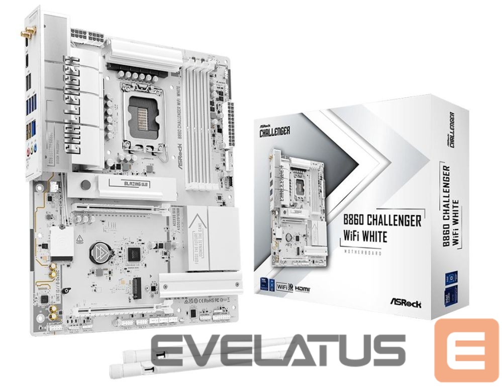 Pamatplate Intel procesorsiem Asrock Mainboard||Intel B860|LGA 1851 (Socket V1)|ATX|RAM DDR5-SDRAM|4xSlots|Wi-Fi Yes|Bluetooth Yes|1xNumber of M.2 (M) slots|B860CHALLENGERWIFIWH