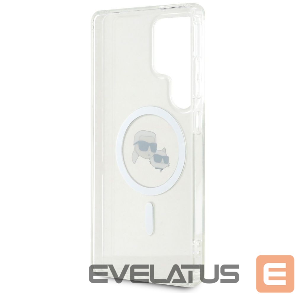Citas preces Karl Lagerfeld Case Karl Lagerfeld Button Karl & Choupette Heads Printed Logo MagSafe Samsung Galaxy S25 Ultra white