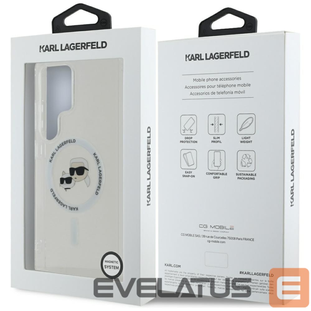 Citas preces Karl Lagerfeld Case Karl Lagerfeld Button Karl & Choupette Heads Printed Logo MagSafe Samsung Galaxy S25 Ultra white