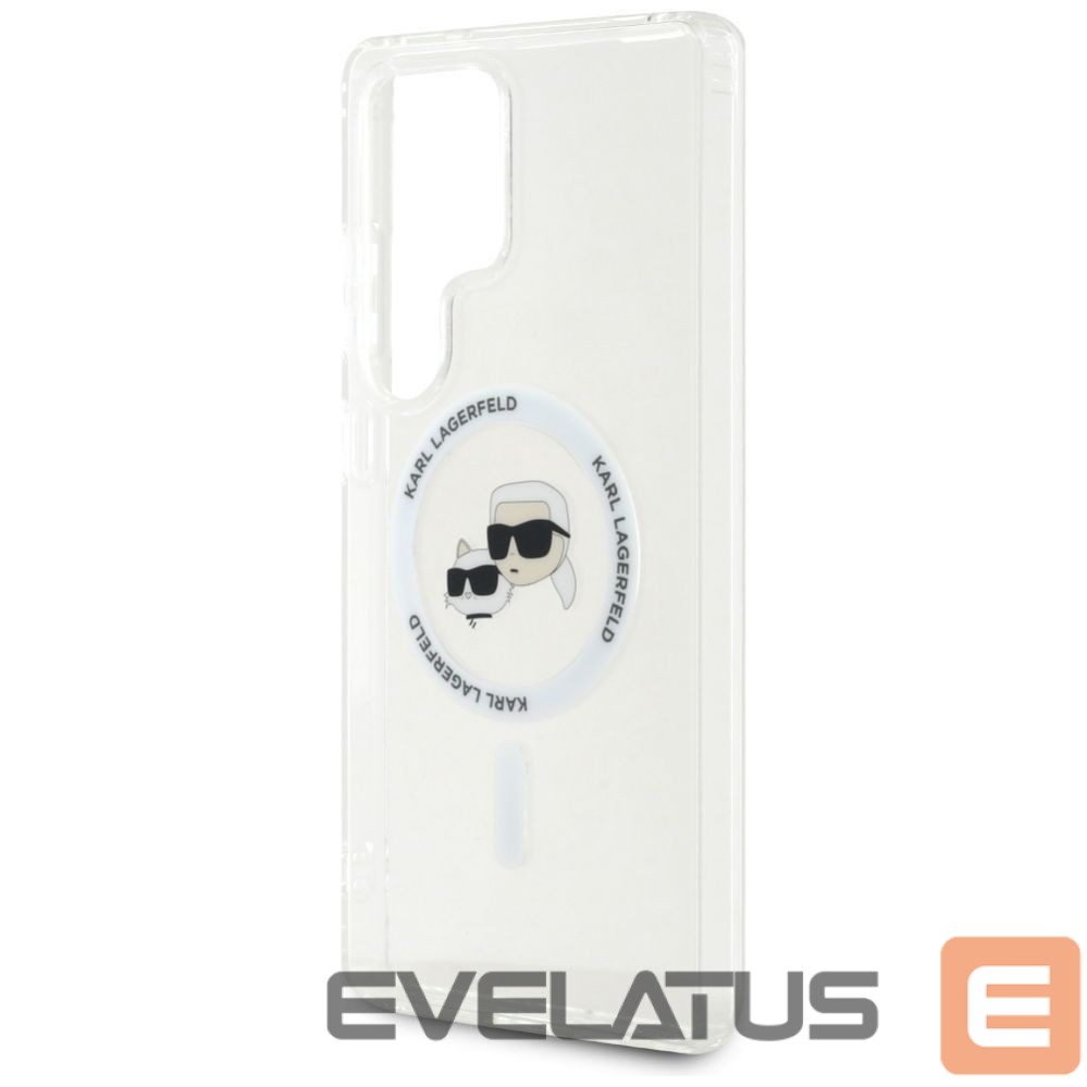 Citas preces Karl Lagerfeld Case Karl Lagerfeld Button Karl & Choupette Heads Printed Logo MagSafe Samsung Galaxy S25 Ultra white