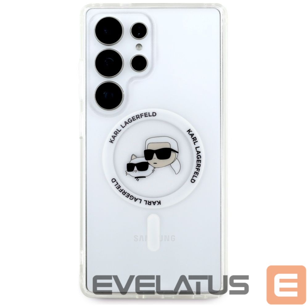 Citas preces Karl Lagerfeld Case Karl Lagerfeld Button Karl & Choupette Heads Printed Logo MagSafe Samsung Galaxy S25 Ultra white