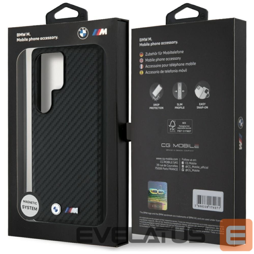 Citas preces BMW BMW Leather Carbon MagSafe Case for Samsung Galaxy S25 Ultra - Black