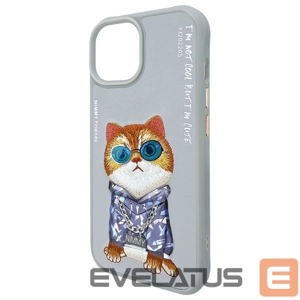 Citas preces Nimmy Nimmy Glasses Cool Cat iPhone 15 Case - Gray