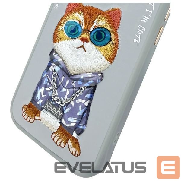 Citas preces Nimmy Nimmy Glasses Cool Cat iPhone 15 Case - Gray