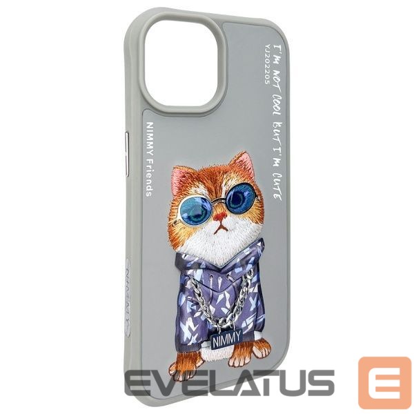 Citas preces Nimmy Nimmy Glasses Cool Cat iPhone 15 Case - Gray