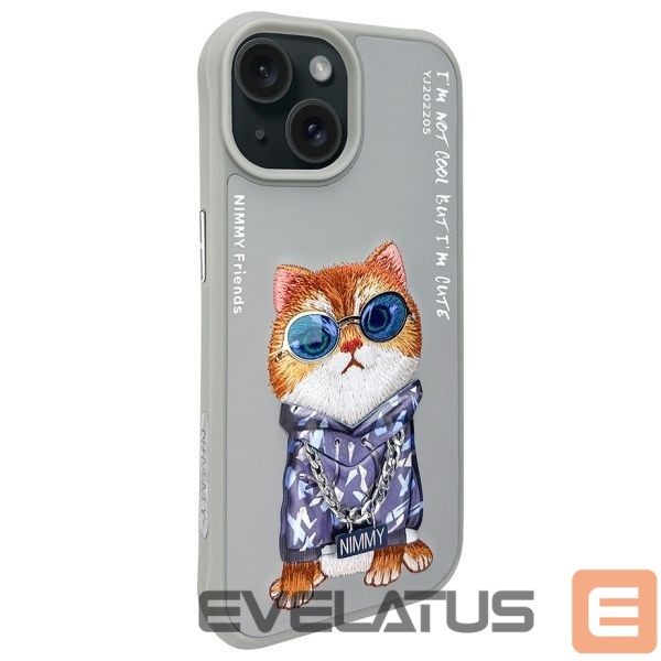Citas preces Nimmy Nimmy Glasses Cool Cat iPhone 15 Case - Gray