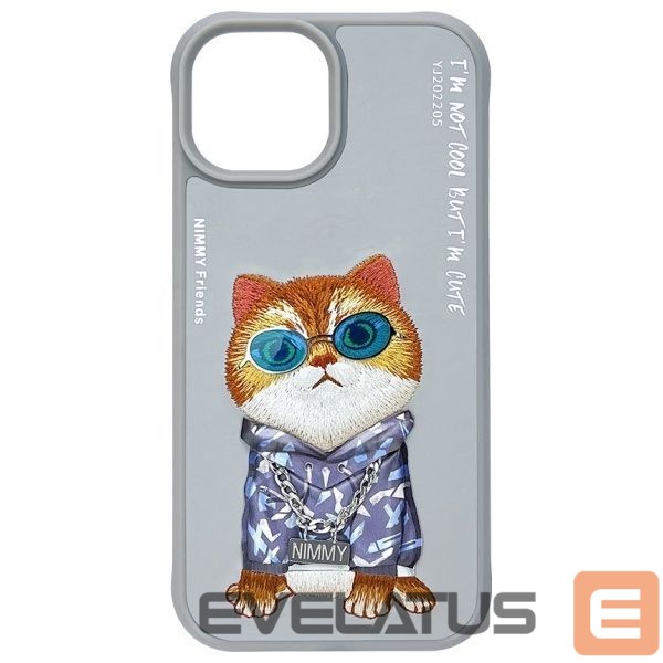 Citas preces Nimmy Nimmy Glasses Cool Cat iPhone 15 Case - Gray