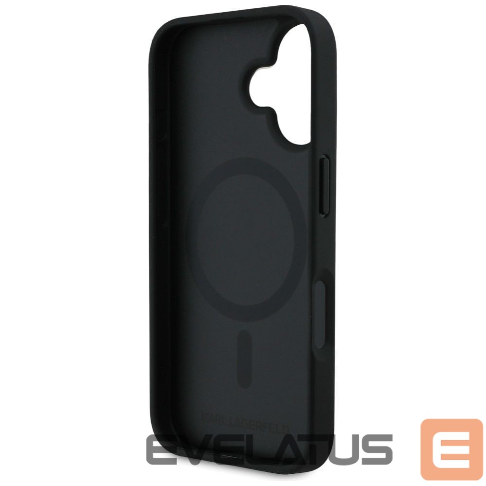 Citas preces Karl Lagerfeld Karl Lagerfeld Grained Pattern & Logo MagSafe Case for iPhone 16 - Black