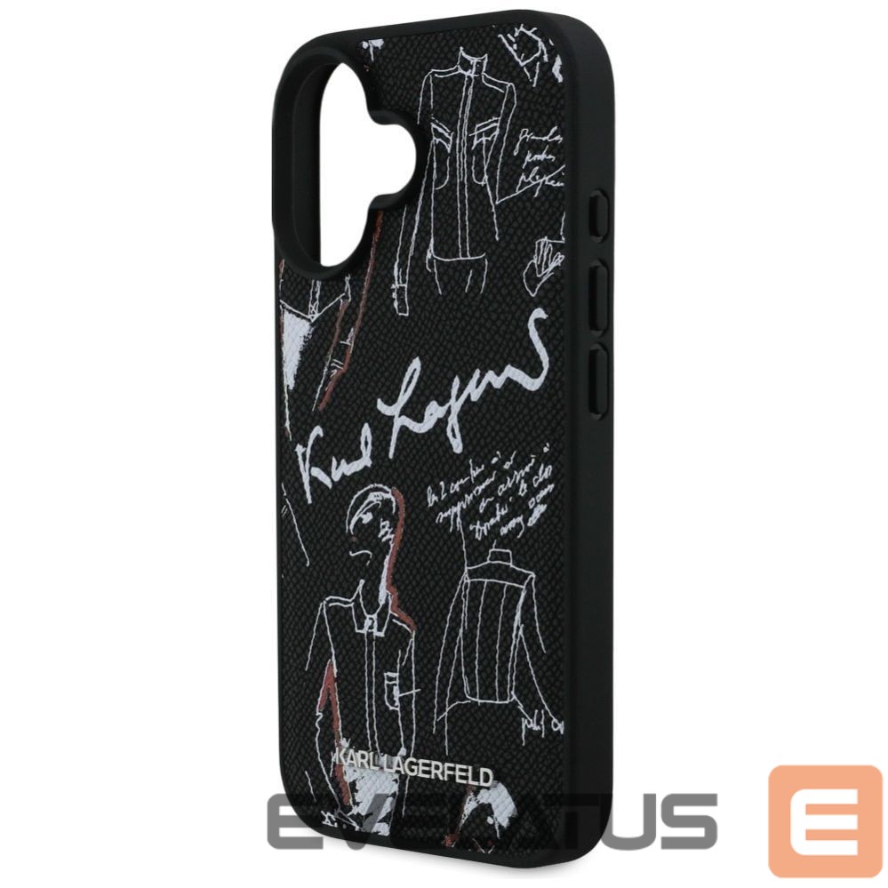 Citas preces Karl Lagerfeld Karl Lagerfeld Grained Pattern & Logo MagSafe Case for iPhone 16 - Black