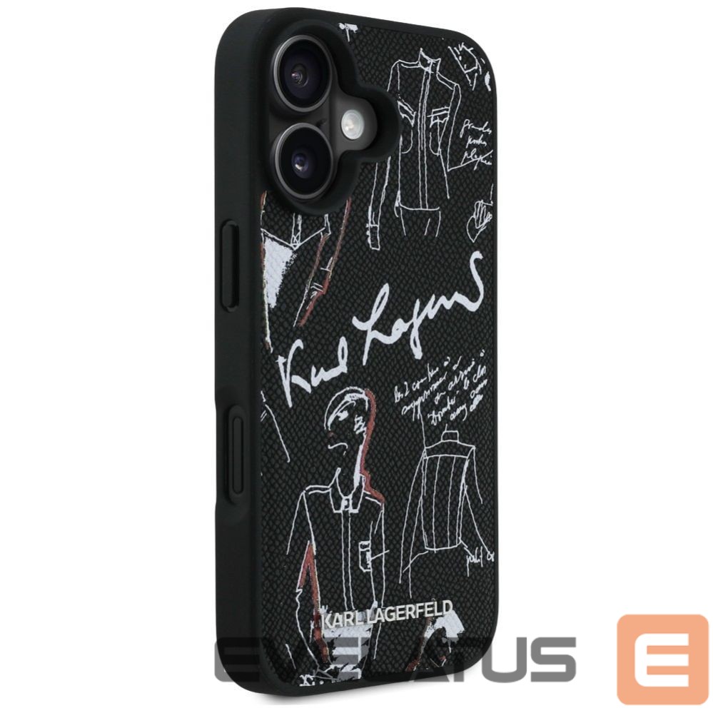 Citas preces Karl Lagerfeld Karl Lagerfeld Grained Pattern & Logo MagSafe Case for iPhone 16 - Black