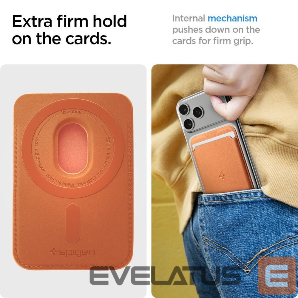 Citas preces Spigen Spigen Valentinus MagSafe Magnetic Phone Wallet - Orange