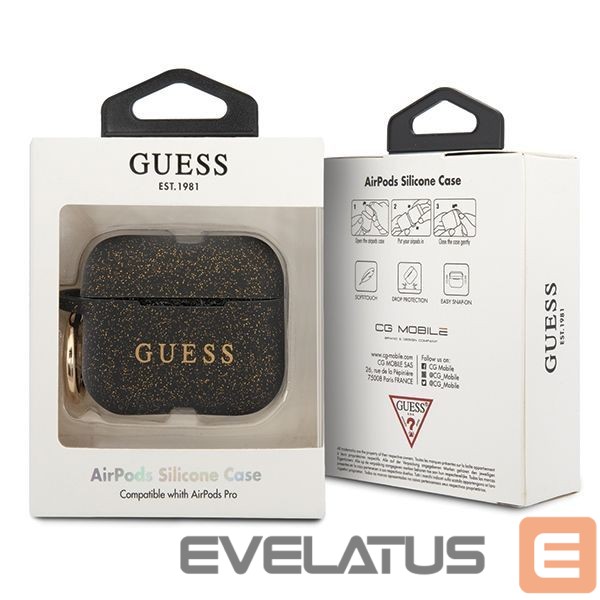 Citas preces Guess Guess Ring Silicone Case for AirPods Pro Cover - Black and Gold