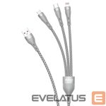 Kabelis Dudao  Dudao 3in1 USB cable - Lightning / microUSB / USB Type C 65W 1.2m gray (L20X) 