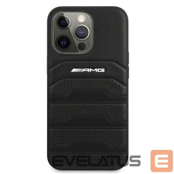Aizmugurējais vāciņš Mercedes-Benz AMG AMHCP13XGSEBK iPhone 13 Pro Max 6,7" czarny/black hardcase Leather Debossed Lines