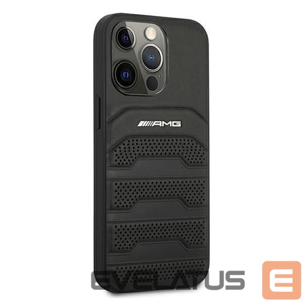 Aizmugurējais vāciņš Mercedes-Benz AMG AMHCP13XGSEBK iPhone 13 Pro Max 6,7" czarny/black hardcase Leather Debossed Lines
