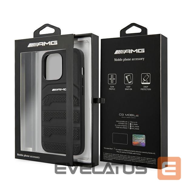 Aizmugurējais vāciņš Mercedes-Benz AMG AMHCP13XGSEBK iPhone 13 Pro Max 6,7" czarny/black hardcase Leather Debossed Lines