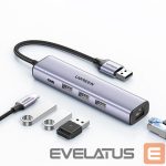 Kabelis Ugreen  Ugreen multifunctional adapter HUB USB 3.0 - 3 x USB / Ethernet RJ-45 / USB Type C PD gray (CM475) 