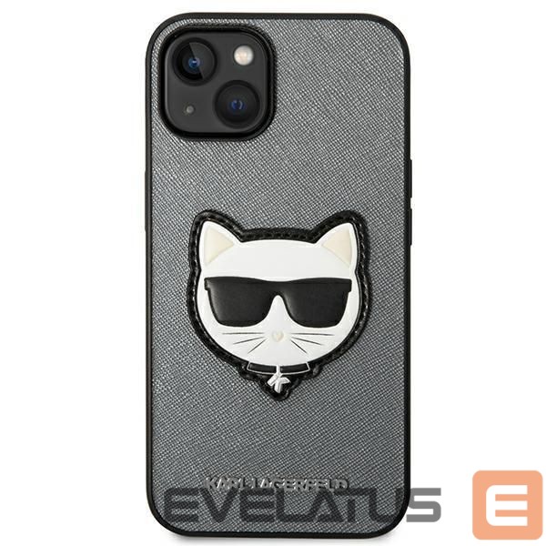 Aizmugurējais vāciņš Karl Lagerfeld Karl Lagerfeld KLHCP14SSAPCHG iPhone 14 6,1" hardcase srebrny/silver Saffiano Choupette Head Patch