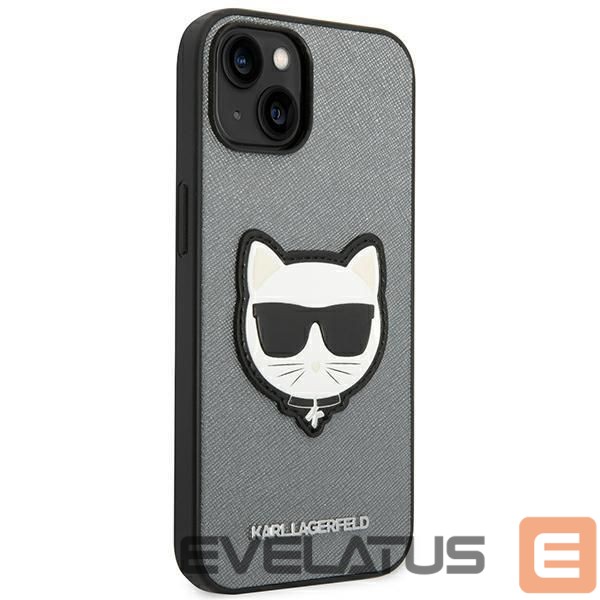 Aizmugurējais vāciņš Karl Lagerfeld Karl Lagerfeld KLHCP14SSAPCHG iPhone 14 6,1" hardcase srebrny/silver Saffiano Choupette Head Patch
