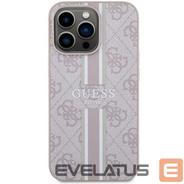 Aizmugurējais vāciņš Guess Guess GUHMP13XP4RPSP iPhone 13 Pro Max 6.7" pink/pink hardcase 4G Printed Stripes MagSafe