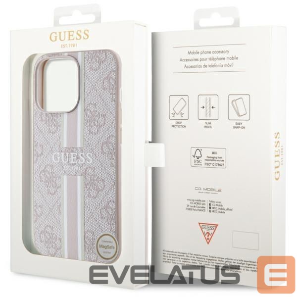 Aizmugurējais vāciņš Guess Guess GUHMP13XP4RPSP iPhone 13 Pro Max 6.7" pink/pink hardcase 4G Printed Stripes MagSafe