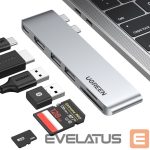 Parveidotājs Ugreen  HUB Ugreen CM380 2xUSB C - HDMI/2xUSB 3.0/SD TF/USB C PD - gray 