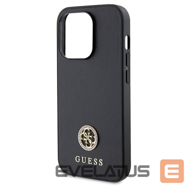 Aizmugurējais vāciņš Guess Guess GUHCP15LPS4DGPK iPhone 15 Pro 6.1" black/black hardcase Strass Metal Logo