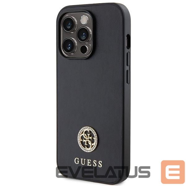 Aizmugurējais vāciņš Guess Guess GUHCP15LPS4DGPK iPhone 15 Pro 6.1" black/black hardcase Strass Metal Logo