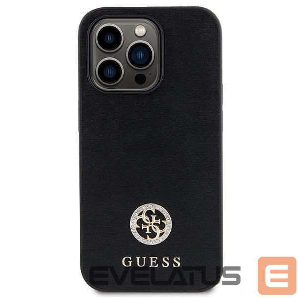 Aizmugurējais vāciņš Guess Guess GUHCP15LPS4DGPK iPhone 15 Pro 6.1" black/black hardcase Strass Metal Logo