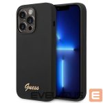 Aizmugurējais vāciņš Guess  Guess Silicone Vintage Gold Logo iPhone 14 Pro Case - Black 