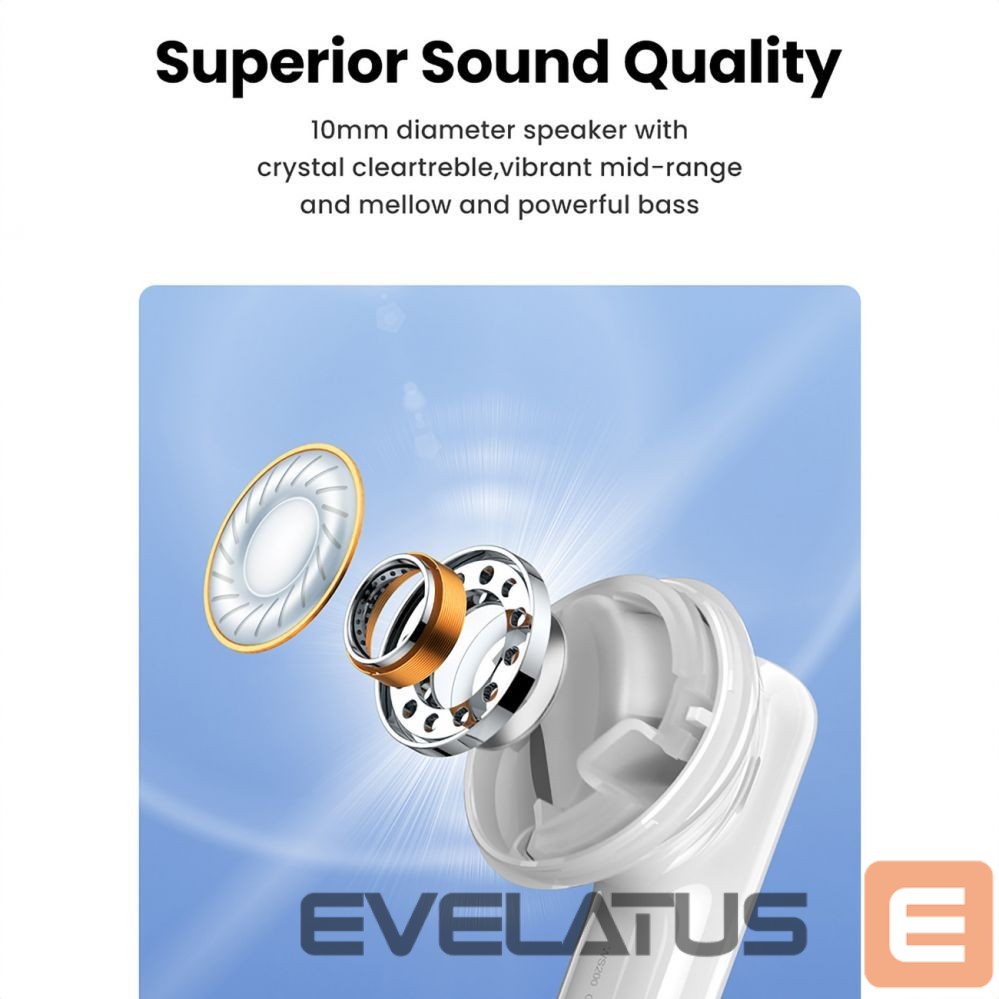 Vadu austiņas Ugreen Ugreen HiTune T6 wireless headphones with ANC function + USB-A - USB-C cable - white