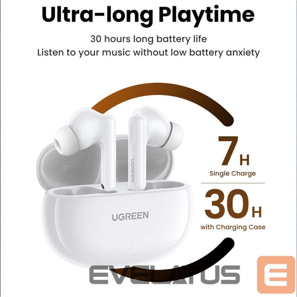Vadu austiņas Ugreen Ugreen HiTune T6 wireless headphones with ANC function + USB-A - USB-C cable - white