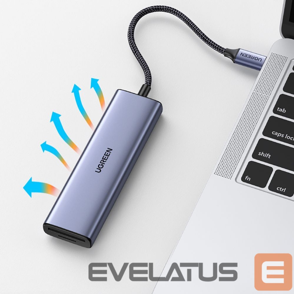 Kabelis Ugreen HUB Ugreen CM511 20956A 6in1 USB-C - HDMI / 3x USB-A 3.0 / SD/TF card reader - gray