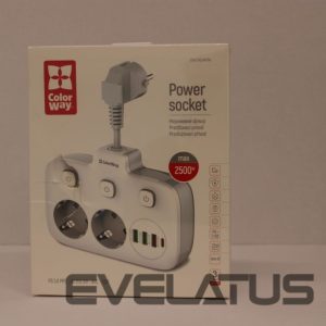 Kabelis ColorWay  SALE OUT.  CW-CHE24PDW Power Socket: 2xEU plugs/3xUSB-A/1xUSB-C White 2.5M |  Power Socket | CW-CHE24PDW | DAMAGED PACKAGING 