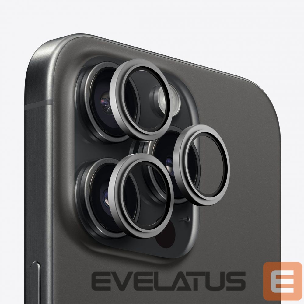 Aizsargstikls Evelatus Apple iPhone 15 Pro / 15 Pro Max Camera Lens Protector Armor Black Titanium