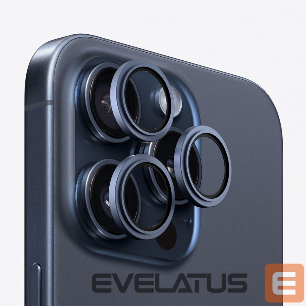 Aizsargstikls Evelatus Apple iPhone 15 Pro / 15 Pro Max Camera Lens Protector Armor Blue Titanium