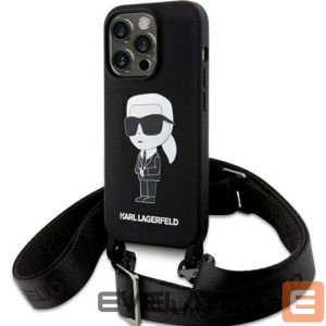 Aizmugurējais vāciņš Karl Lagerfeld Apple iPhone 15 Pro Max 6.7 hardcase Crossbody Silicone Ikonik Black