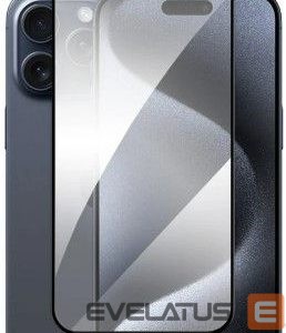 Aizsargstikls Evelatus Apple iPhone 15 Pro Max 2.5D Full Cover Glass Anti-Static Light Black