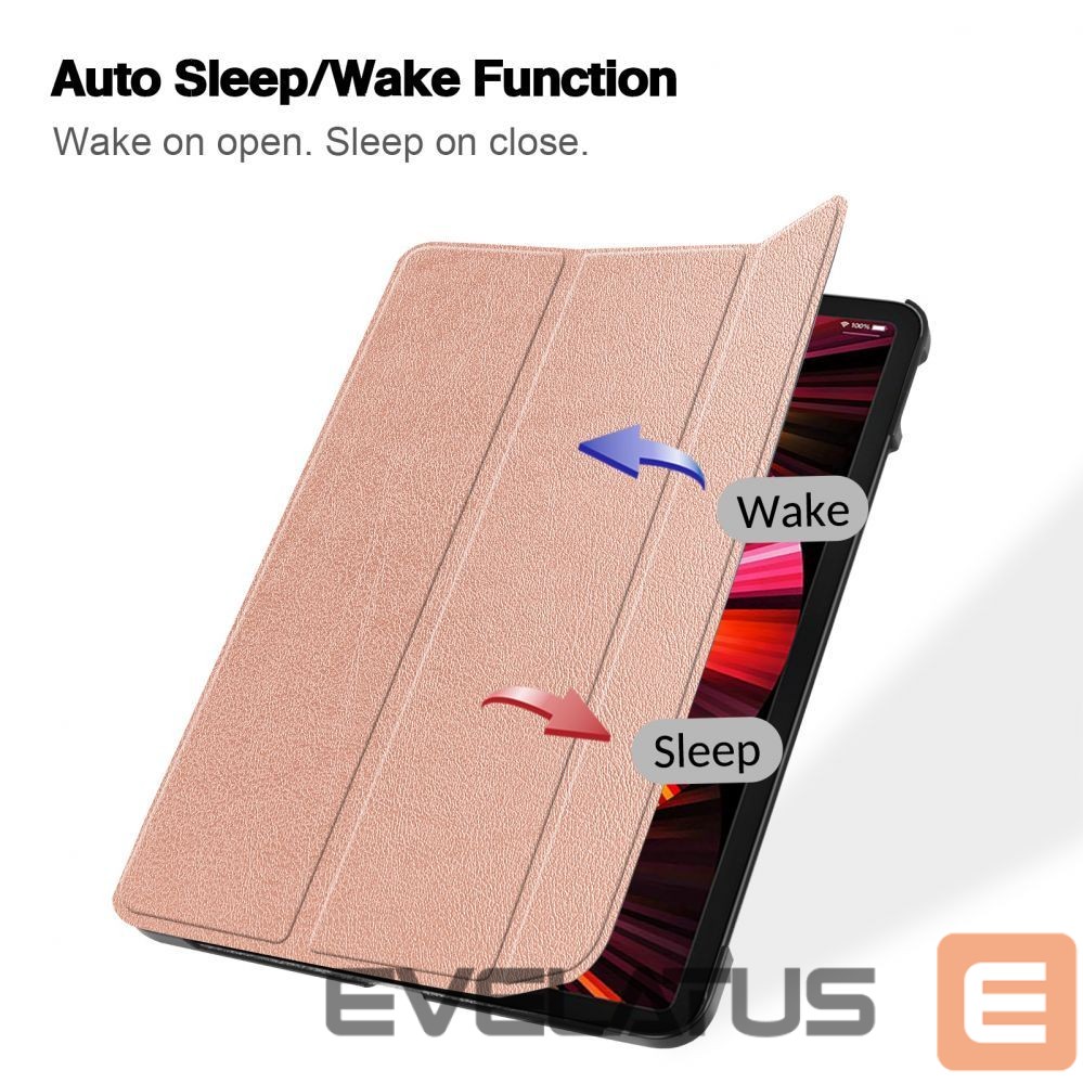 Maciņš grāmata iLike iPad 10.9 10t Gen Tri-Fold Eco-Leather Stand Case Rose Gold