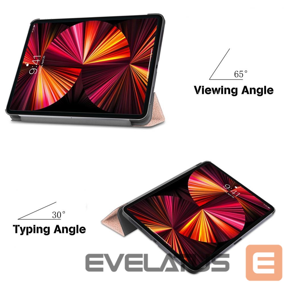 Maciņš grāmata iLike iPad 10.9 10t Gen Tri-Fold Eco-Leather Stand Case Rose Gold