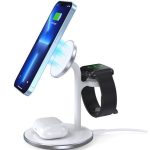 Dokstacija Choetech  inductive charger (MagSafe compatible) stand for iPhone, Apple Watch, AirPods White