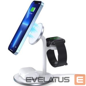Dokstacija Choetech  inductive charger (MagSafe compatible) stand for iPhone, Apple Watch, AirPods White