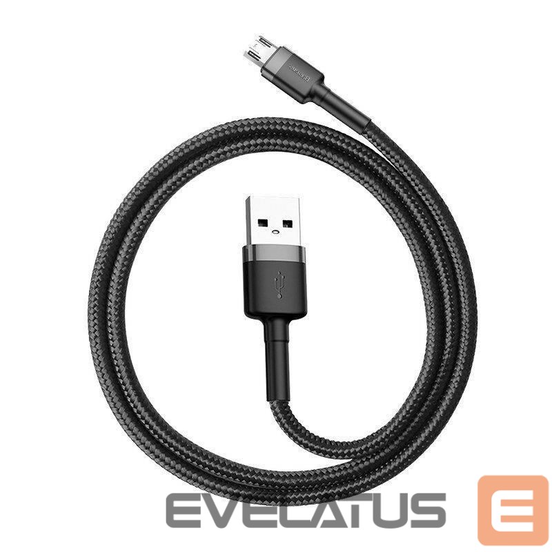 Kabelis Baseus CABLE MICROUSB TO USB 1M/GRAY/BLACK CAMKLF-BG1