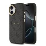 Aizmugurējais vāciņš Guess Apple iPhone 17 PU Leather 4G Gold Frame MagSafe Case Black