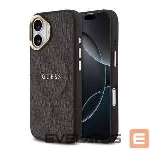 Aizmugurējais vāciņš Guess Apple iPhone 17 PU Leather 4G Gold Frame MagSafe Case Black