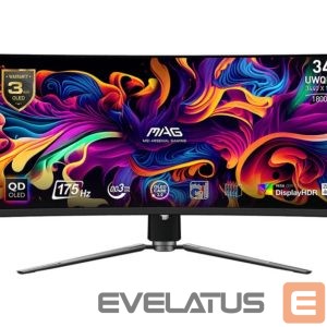 Monitors MSI  LCD Monitor||34"|Curved/21 : 9|Panel QD-OLED|3440x1440|21:9|175Hz|Matte|0.03 ms|Swivel|Height adjustable|Tilt|Colour Black|MAG341CQPQD-OLED 