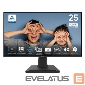Monitors MSI  LCD Monitor||PRO MP252|24.5"|Panel IPS|1920x1080|16:9|100Hz|Matte|1 ms|Speakers|Tilt|Colour Black|PROMP252 