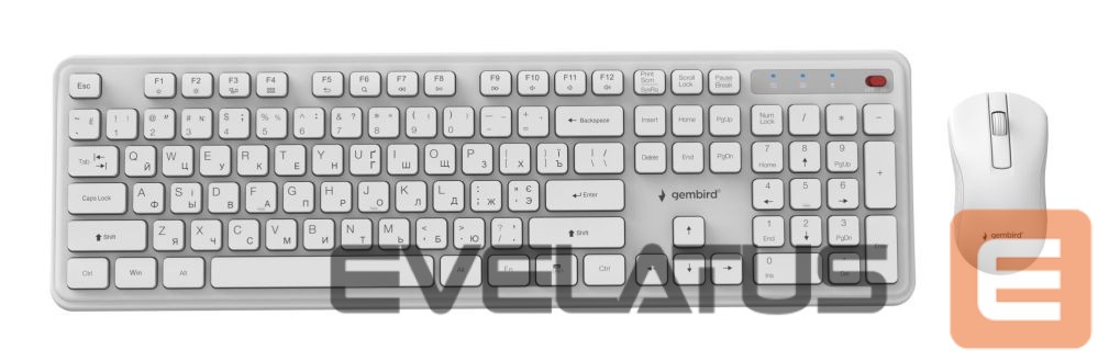 Datora tastatūra Gembird KEYBOARD +MOUSE WRL CYRILLIC/WH KBS-WPS-01-W-CYRL