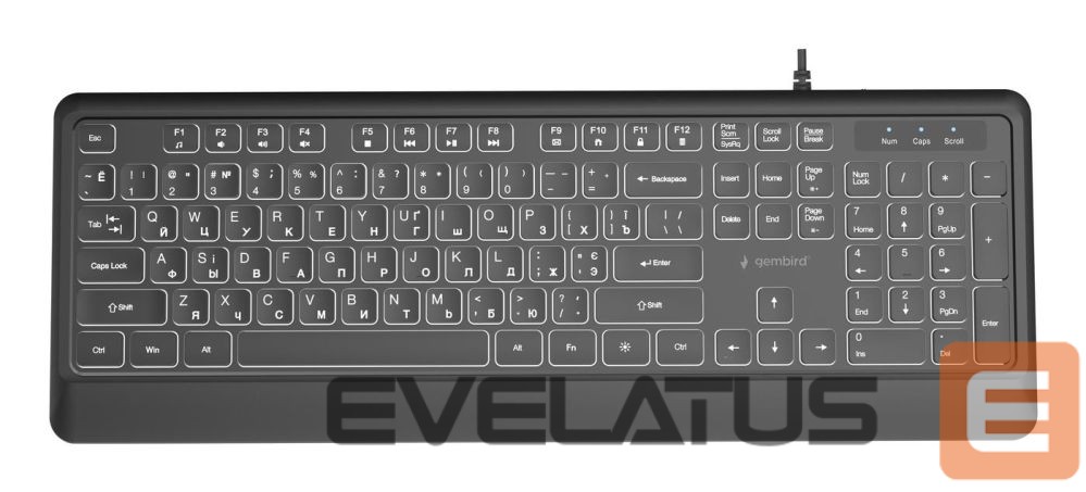 Datora tastatūra Gembird KEYBOARD MULTIMEDIA USB CYRILL/BLACK KB-UML-04-CYRL